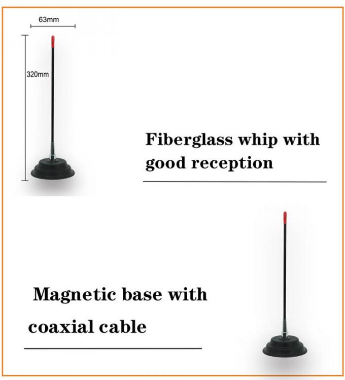 La antena durable de los CB del azote de la fibra de vidrio con el mag del ajustador de SWR monta la antena de radio móvil del coche 27mhz