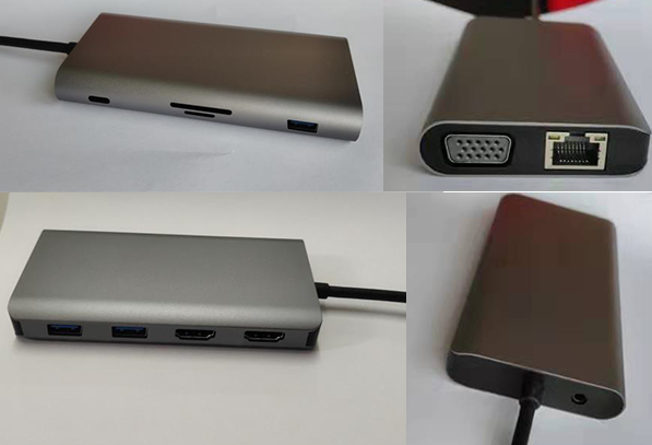 Nuevo diseño 11 de BAIAO en 1 tipo estación de acoplamiento del ordenador portátil del eje del adaptador del puerto USB C de C
