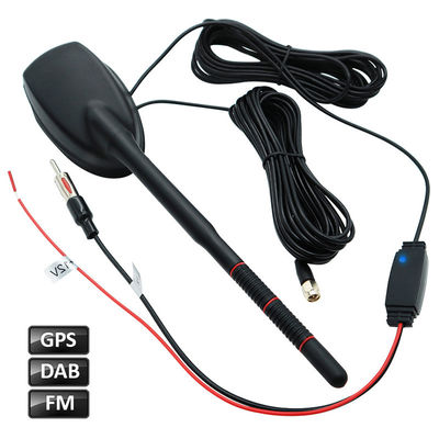 Alta ganancia 20dB GPS Antenna de vehículo FM AM DAB Amplificador de radio Combinación de coches Antenna adecuada para la mayoría de los vehículos