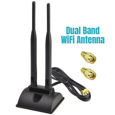 2.4GHz 5GHz banda doble aérea de comunicación WiFi inalámbrica Antena SMA Base magnética para tarjeta de red PCI-E Adaptador USB Router