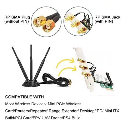 Antena WiFi omnidireccional de alta ganancia de doble banda 2.4G 5.8G, antena omnidireccional de 8dBi para enrutador WiFi y tarjeta de red inalámbrica